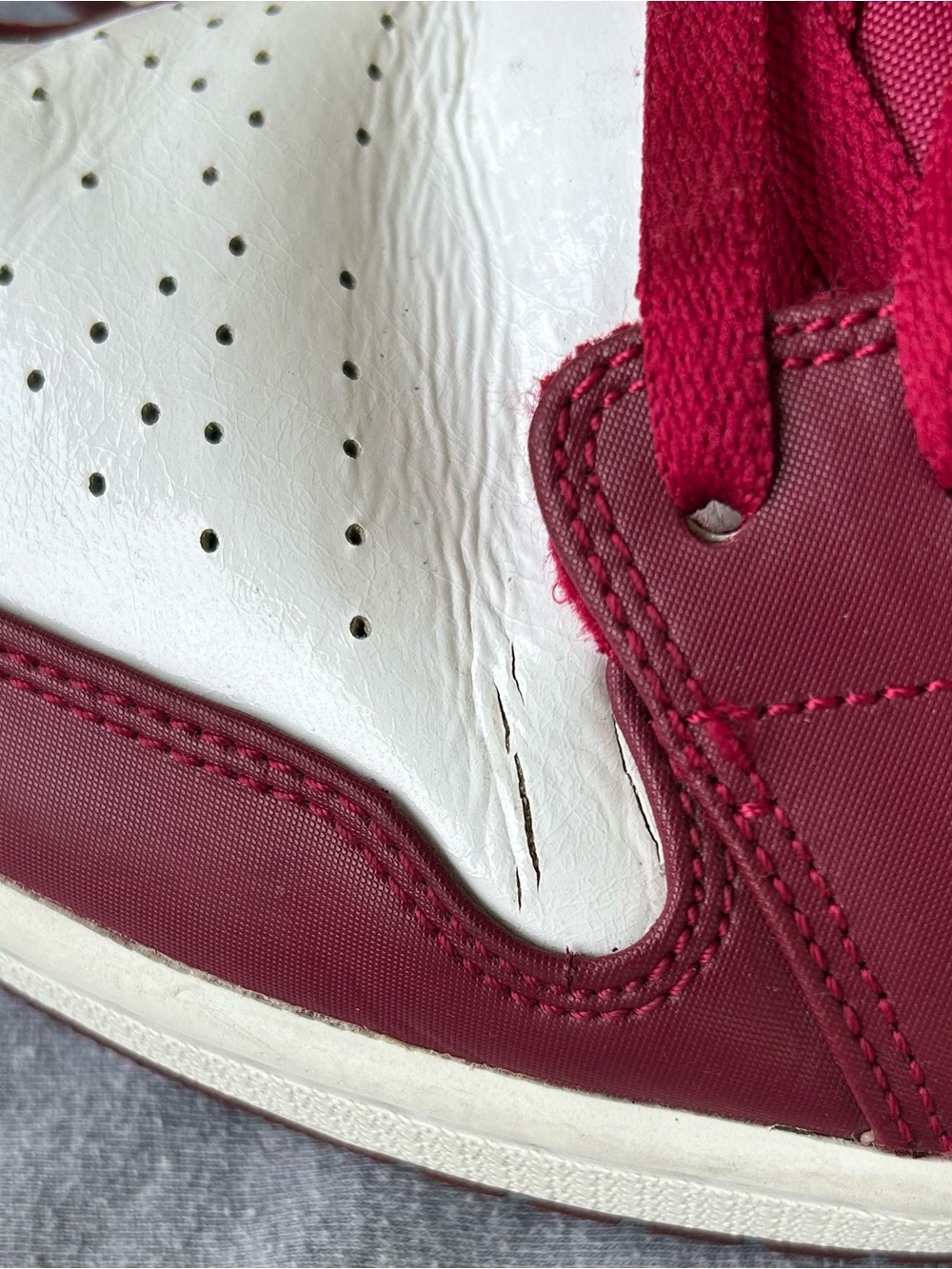 Jordan 1 Noble Red and White Low-Top Sneakers - Picture 3 of 9